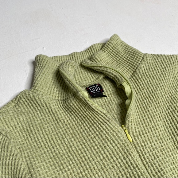 Urban Outfitters Waffle Knit Crop Top Size S Mint Green BDG Zip Athletic - Picture 2 of 6